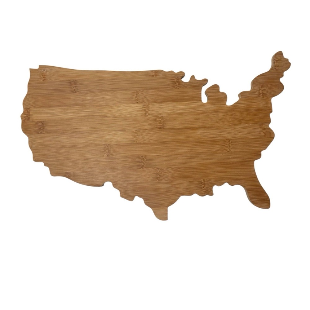 Bamboo Cutting Board Shaped as United States of America/ Serving Board